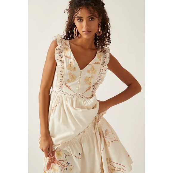 Anthropologie Allison New York V-Neck Embroidered Maxi Dress - Picture 3 of 8